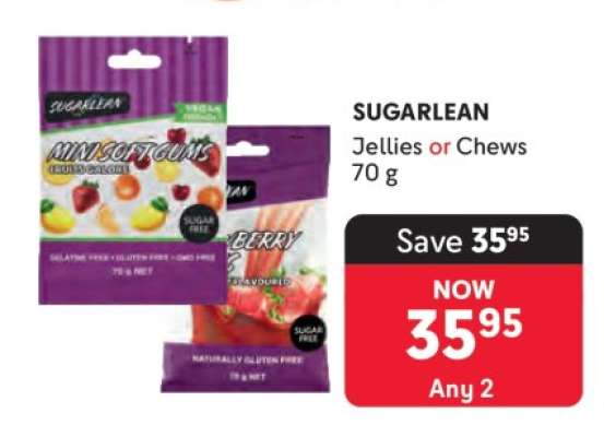 SUGARLEAN Jellies or Chews 70 g