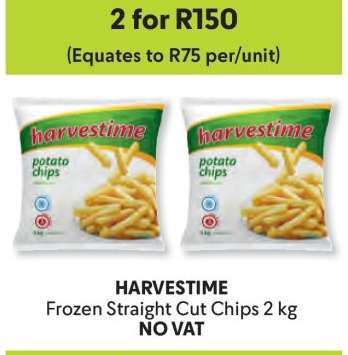 HARVESTIME Frozen Straight Cut Chips 2 kg