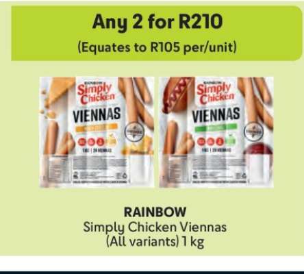 Rainbow Simply Chicken Viennas