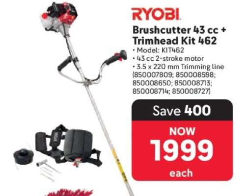 RYOBI Brushcutter 43 cc + Trimhead Kit 462