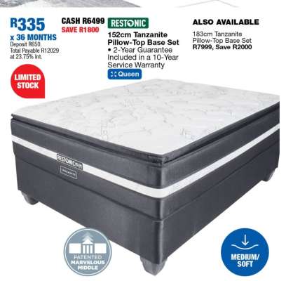 Restonic 152cm Tanzanite Pillow-Top Base Set