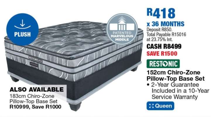 152cm Chiro-Zone Pillow-Top Base Set
