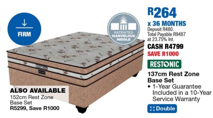 Restonic 137cm Rest Zone Base Set