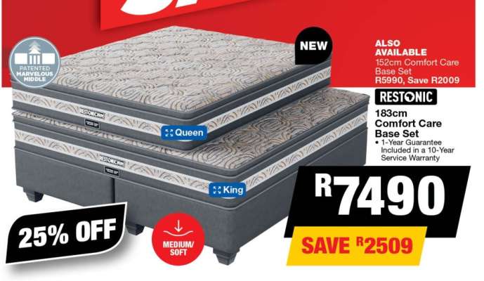 Restonic 183cm Comfort Care Base Set
