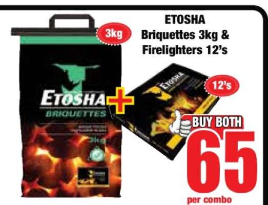 ETOSHA Briquettes 3kg & Firelighters 12's