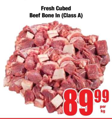 Fresh Cubed Beef (Bone In) Class A