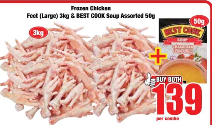 Frozen Chicken Feet (Large) 3kg & BEST COOK Soup Assorted 50g