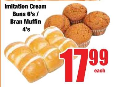 Imitation Cream Buns 6's / Bran Muffin 4's
