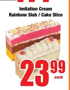 Imitation Cream Rainbow Slab / Cake Slice