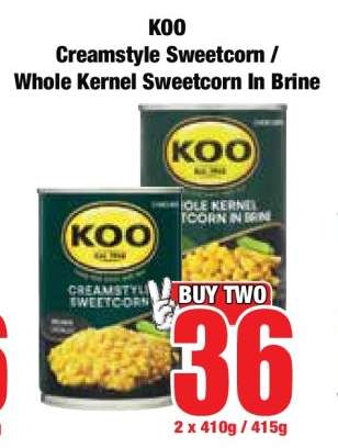 KOO Creamstyle Sweetcorn / Whole Kernel Sweetcorn In Brine