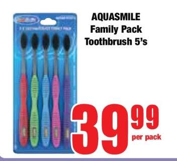 AQUASMILE Family Pack Toothbrush 5's