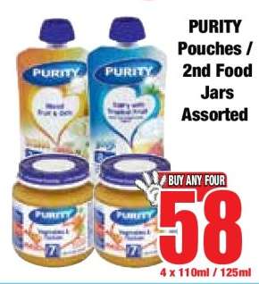 PURITY Pouches / 2nd Food Jars Assorted