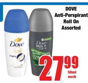 DOVE Anti-Perspirant Roll On Assorted