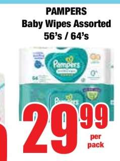 PAMPERS Baby Wipes Assorted 56's / 64's