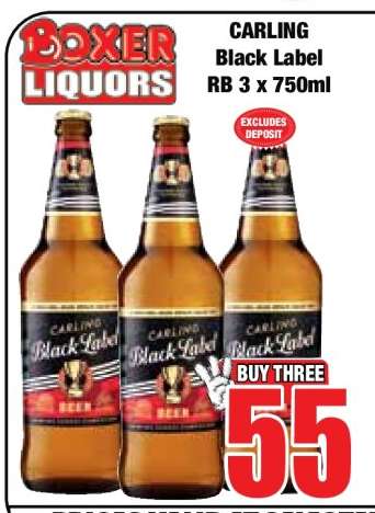 CARLING Black Label RB 3 x 750ml