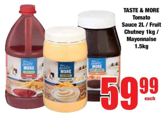 TASTE & MORE Tomato Sauce 2L / Fruit Chutney 1kg / Mayonnaise 1.5kg