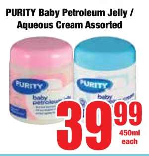 PURITY Baby Petroleum Jelly / Aqueous Cream Assorted