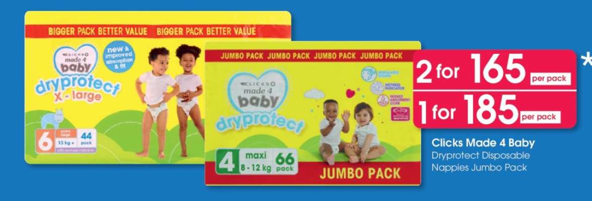 Clicks Made 4 Baby Dryprotect Disposable Nappies Jumbo Pack