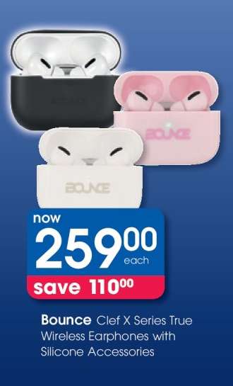 Bounce Clef X Series True Wireless Earphones with Silicone Accessories