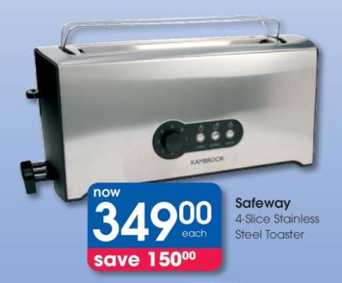 Safeway 4-Slice Stainless Steel Toaster