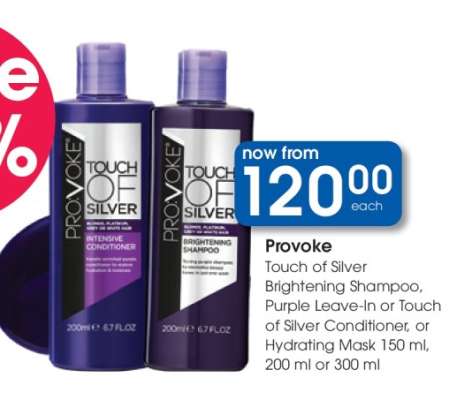 Provoke Touch of Silver Brightening Shampoo, Purple Leave-In or Touch of Silver Conditioner, or Hydrating Mask 150 ml, 200 ml or 300 ml