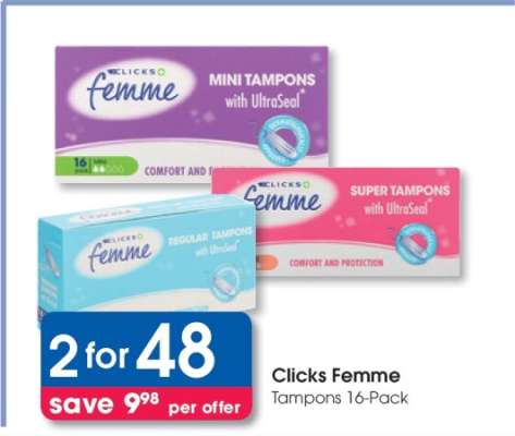 Clicks Femme Tampons 16-Pack