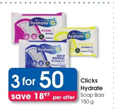 Clicks Hydrate Soap Bars 150 g
