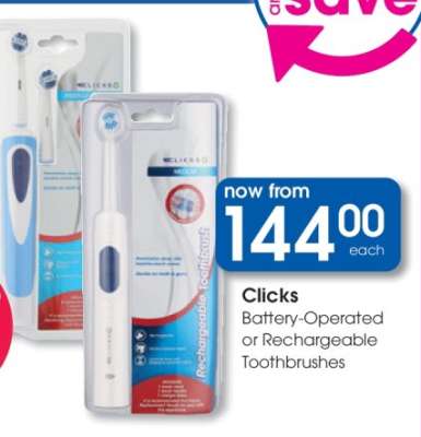 Clicks Battery-Operated or Rechargeable Toothbrushes
