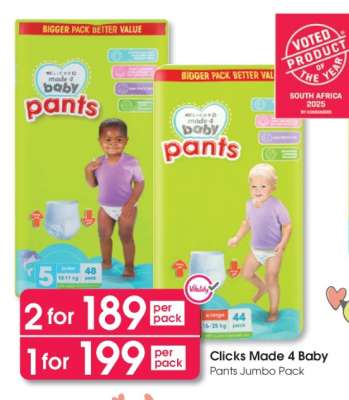 Clicks Made 4 Baby Pants Jumbo Pack