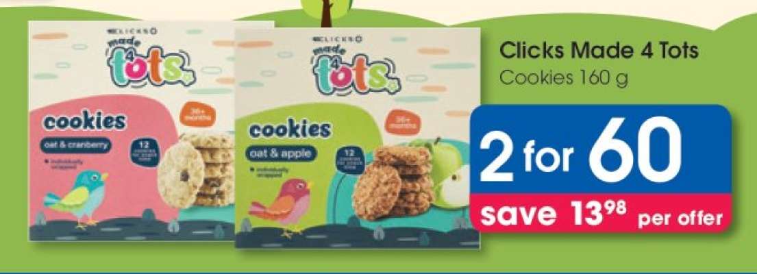 Clicks Made 4 Tots Cookies 160 g