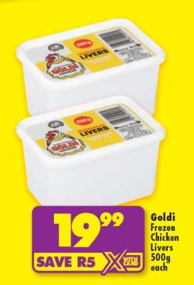 GOLDI FROZEN CHICKEN LIVERS 500g