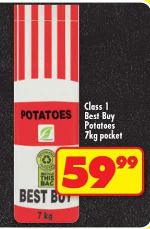 CLASS 1 BEST BUY POTATOES 7kg pocket