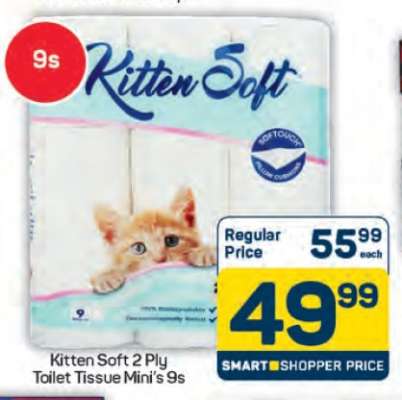 Kitten Soft 2 Ply Toilet Tissue Mini's 9s