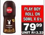 PLAY BOY ROLL ON 50ML X 6's