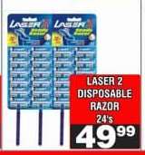 LASER 2 DISPOSABLE RAZOR 24's