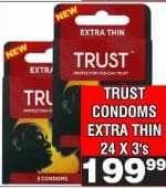 TRUST CONDOMS EXTRA THIN 24 X 3's