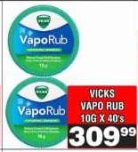 VICKS VAPO RUB 10G X 40's