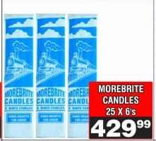 MOREBRITE CANDLES 25 X 6'S
