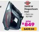 2600 W Megasteam Iron