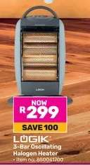 LÖGIK 3-Bar Oscillating Halogen Heater
