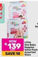 Little One Baby Nappies Value Pack Assorted Sizes