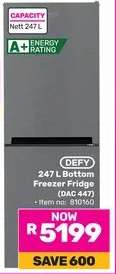 DEFY 247 L Bottom Freezer Fridge (DAC 447)