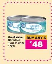 Great Value Shredded Tuna in Brine 170 g