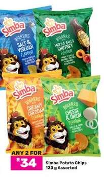 Simba Potato Chips 120 g Assorted