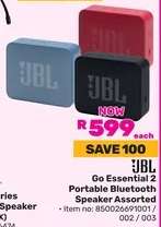 JBL Go Essential 2 Portable Bluetooth Speaker Assorted