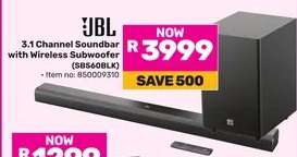 JBL 3.1 Channel Soundbar with Wireless Subwoofer