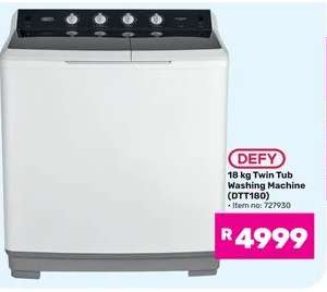 Defy 18 kg Twin Tub Washing Machine (DTT180)