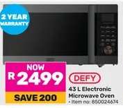 DEFY 43 L Electronic Microwave Oven