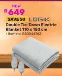 LOGIK Double Tie-Down Electric Blanket