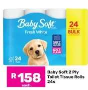 Baby Soft 2 Ply Toilet Tissue Rolls 24s